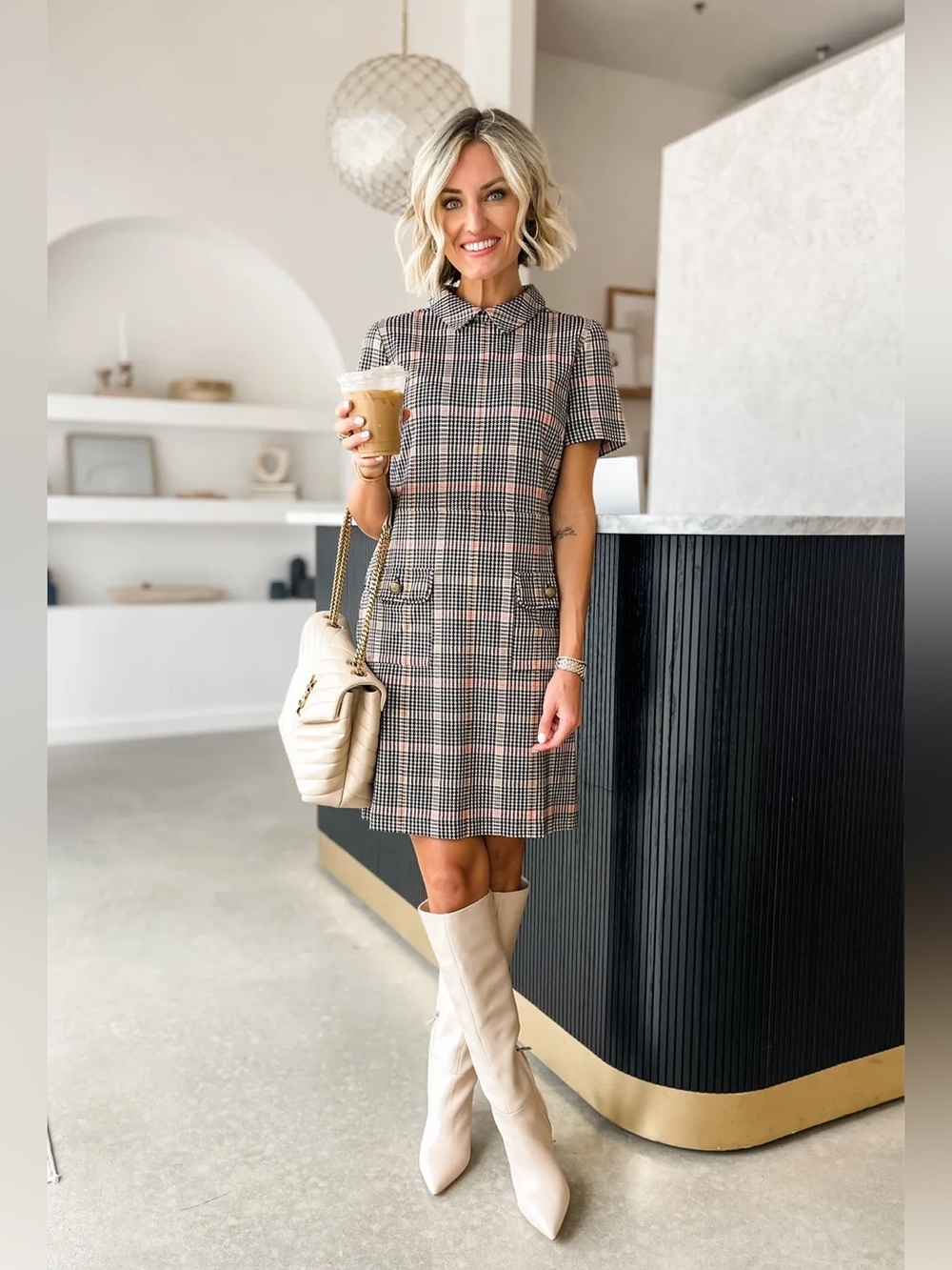 Ann Taylor Loft Plaid Short-Sleeve Shift Dress